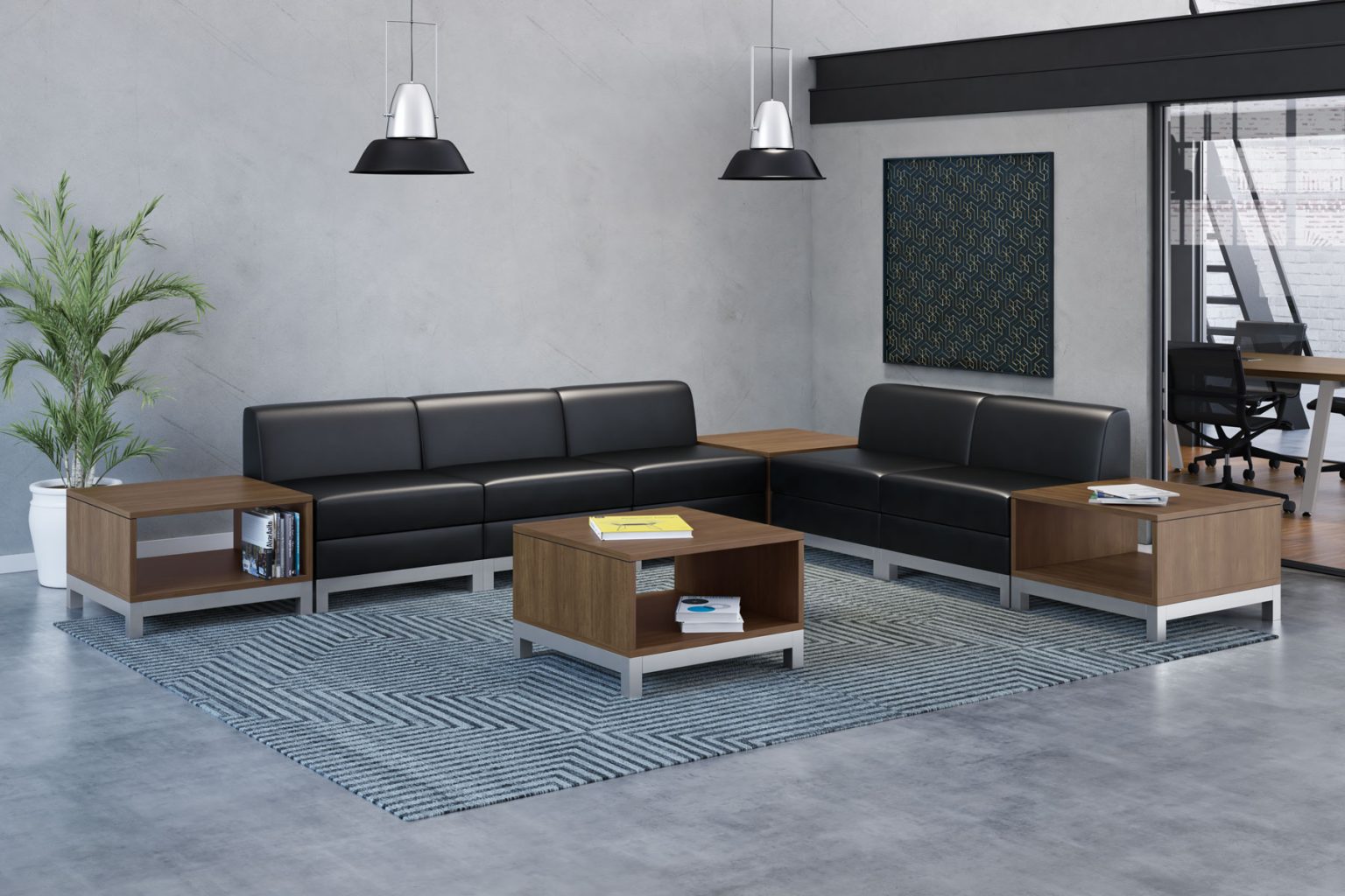 Cube Laminate Coffee Table with Silver Base Twin Cities Used Office